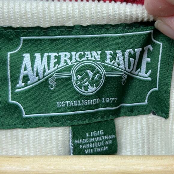 AEO American Eagle Red Plaid Button Teddy Sherpa Fleece Lumberjack Jacket Large - Picture 5 of 6